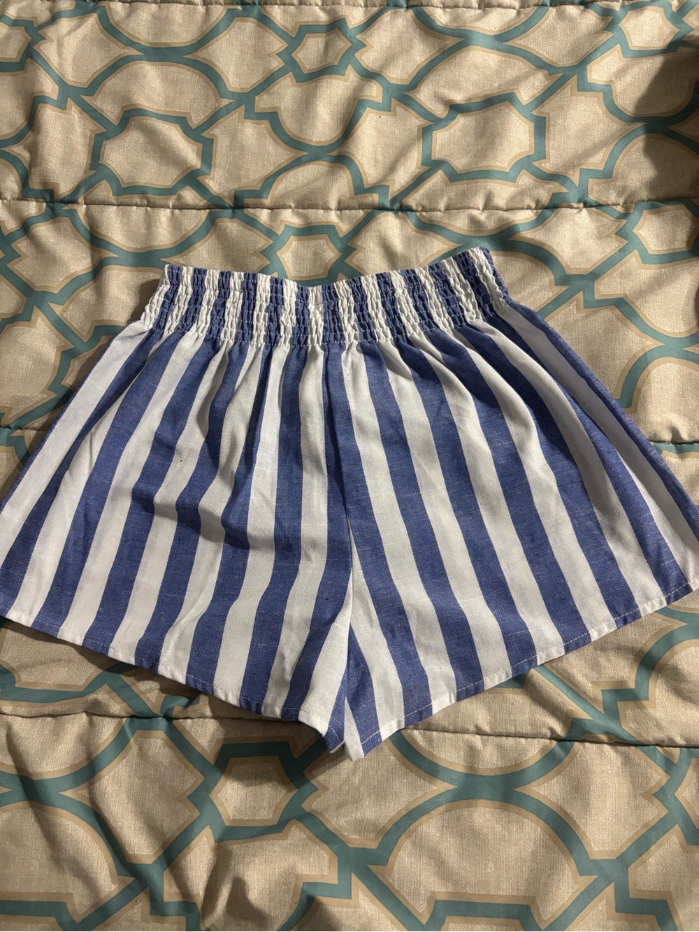 SHEIN Blue and White High Waist Striped Shorts